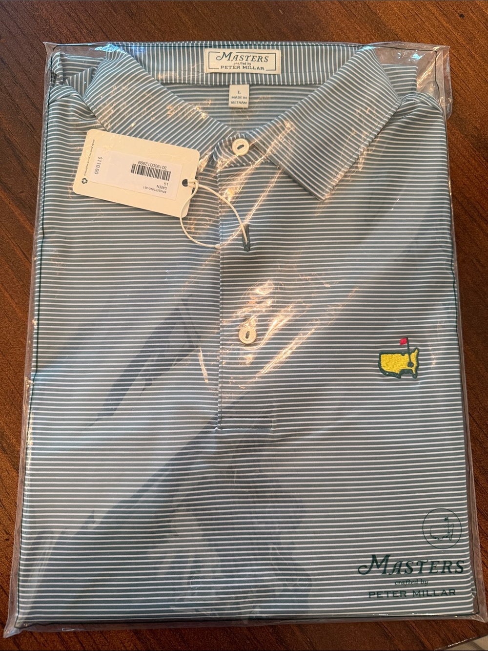 NWT Peter Millar Green Striped Masters Polo Shirt